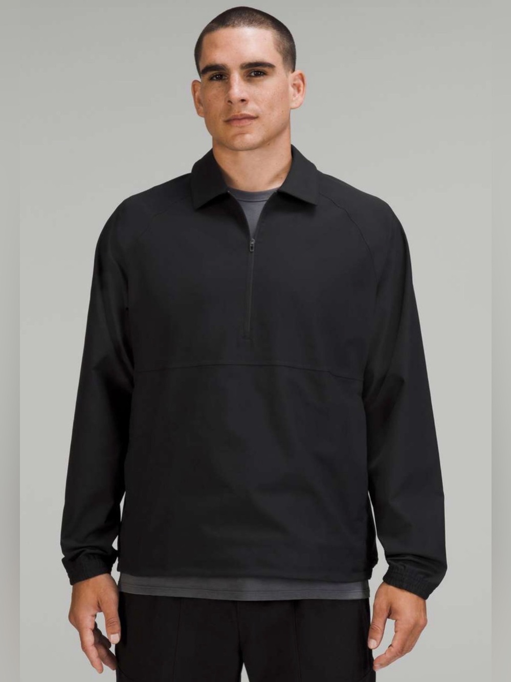 Lululemon Men’s Collared Half-Zip Jacket Black Lightweight Pullover, XL